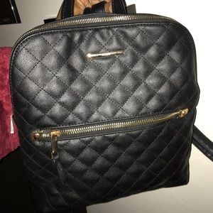 Black Faux Leather medium backpack